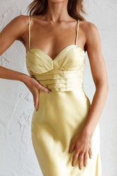 Azara Pintuck Bodice Maxi Dress Yellow